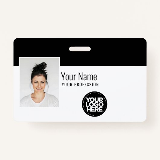 Aangepaste moderne werknemersfoto, streepjescode,  badge (Voorkant)