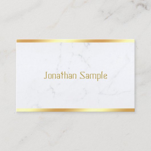 Aangepaste, moderne witte, marmer Gold-tekst Sjabl Visitekaartje (Voorkant)
