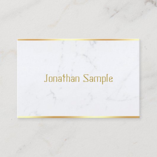 Aangepaste, moderne, witte, marmer Gold-tekst Visitekaartje (Voorkant)