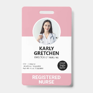 Aangepaste moderne ziekenhuiswerknemer foto ID Roz Badge