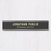 Aangepaste, moderne zwarte en goudSjabloon lang Deurbordje (Voorkant)