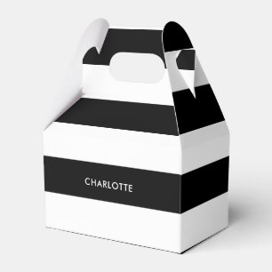 Aangepaste, moderne, zwarte en witte streep bedankdoosjes
