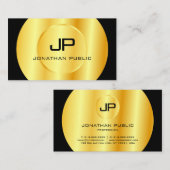 Aangepaste, moderne zwarte goudmonogram elegante S Visitekaartje (Voorkant / Achterkant)