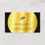 Aangepaste, moderne zwarte goudmonogram elegante S Visitekaartje (Achterkant)