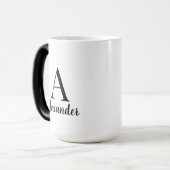 Aangepaste moderne zwarte monogram magische mok (Voorkant links)