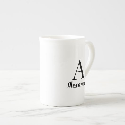 Aangepaste moderne zwarte monogram porselein kop (Voorkant rechts)