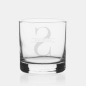 Aangepaste moderne zwarte naam op witte banner whisky glas (Achterkant)