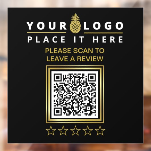 Aangepaste moderne zwarte QR Code Business Logo Re Raamsticker (Vel 2)