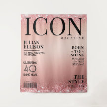 Aangepaste modetijdschriftbanner, roze gouden fees