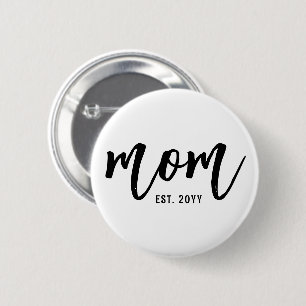 Aangepaste Moeder Est. Moderne penseelscripttypogr Ronde Button 5,7 Cm
