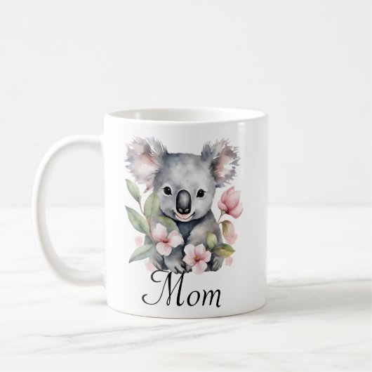 Aangepaste Moeder Koala Beer Floral gepersonalisee Koffiemok (Links)