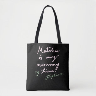 Aangepaste Moeder Naam Grappige Zwarte Roze Matcha Draagtas