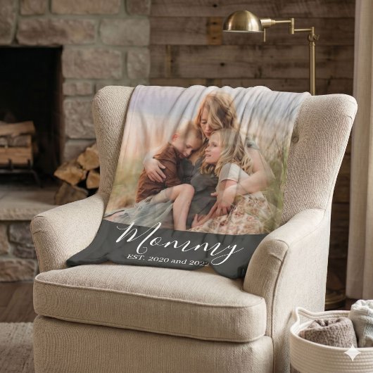 Aangepaste Moeder Opgerichte Moderne Script Foto Fleece Deken