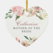 Aangepaste Moeder van de Bruid Elegante Roze Bloem Keramisch Ornament (Voorkant)