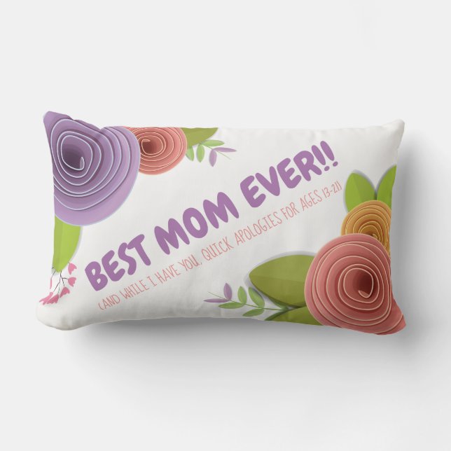 Aangepaste Moederdag Floral Quote Pillow Kussen (Voorkant)