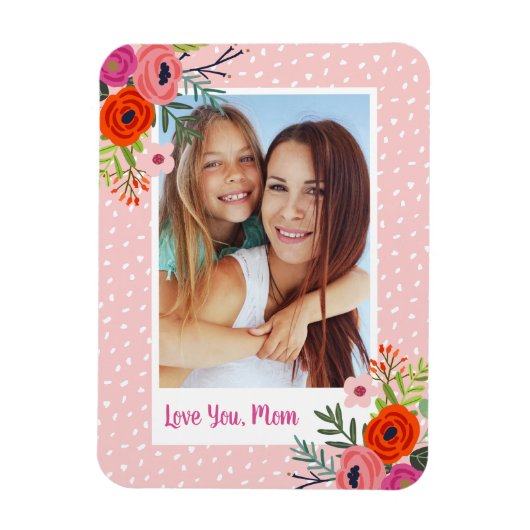 Aangepaste Moederdag foto Bright Floral Magneet (Verticaal)