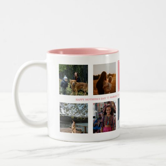 Aangepaste Moederdag Foto Two-Tone Coffee Mok (Links)
