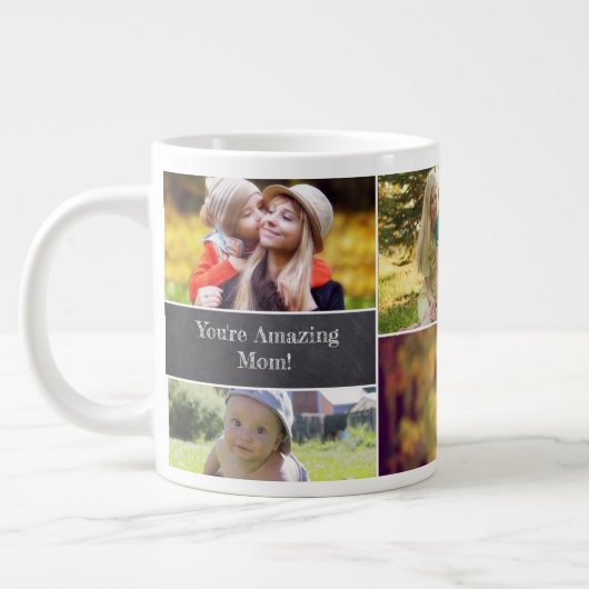 Aangepaste Moederdag fotocollage Extra Grote Beker (Links)