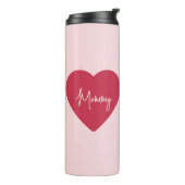 Aangepaste Moederdag Gift - Zacht Roze & Rood Hart Thermosbeker (Gedraaid links)