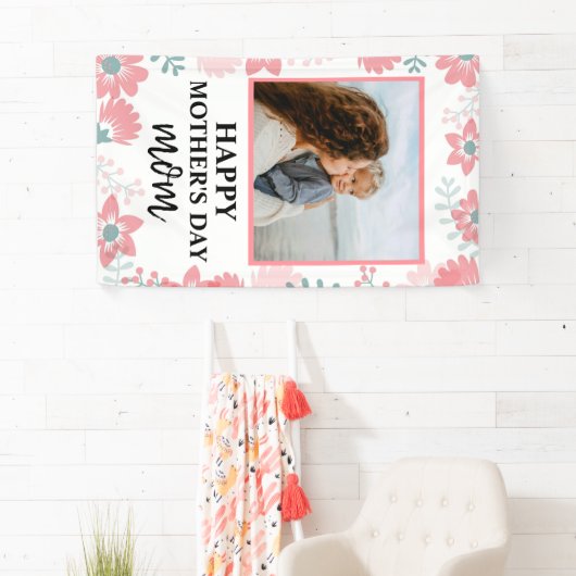 Aangepaste Moederdag roodbloem Spandoek (Insitu)