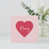 Aangepaste Moederdag - Zacht Roze & Rood Hart | Feestdagenkaart (Staand voorkant)
