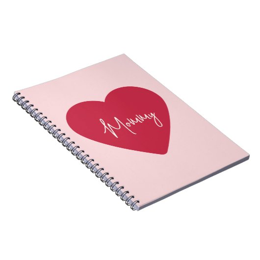 Aangepaste Moederdag - Zacht Roze & Rood Hart | Notitieboek (Rechterzijde)
