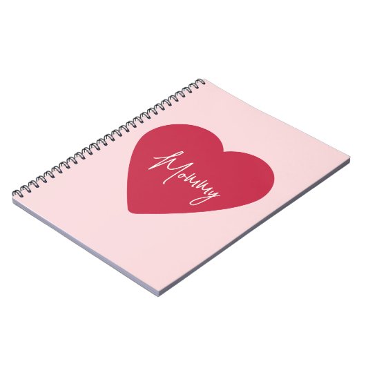 Aangepaste Moederdag - Zacht Roze & Rood Hart | Notitieboek (Linkerzijde)