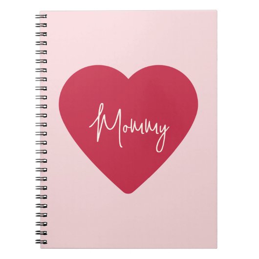 Aangepaste Moederdag - Zacht Roze & Rood Hart | Notitieboek (Voorkant)