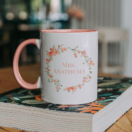 Aangepaste Mok docent | Koffiebeker Roze Floral