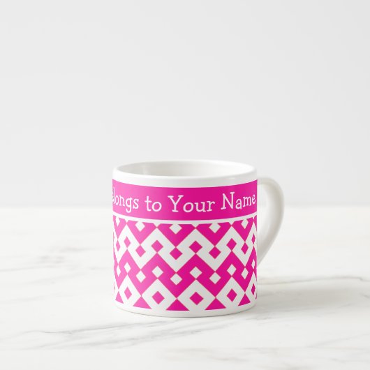 Aangepaste Mok Espresso, Snoep roze geometrisch (Voorkant rechts)