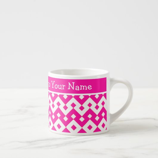 Aangepaste Mok Espresso, Snoep roze geometrisch (Rechts)