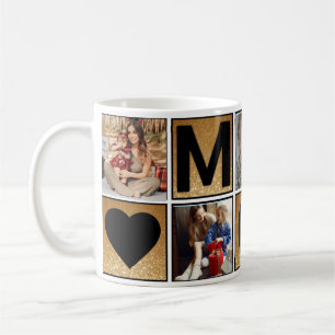 Aangepaste mok met 5 foto collage Gepersonaliseerd