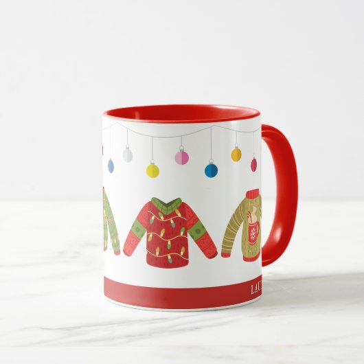 Aangepaste Mok met feestdagen op Ugly Sweater (Voorkant rechts)