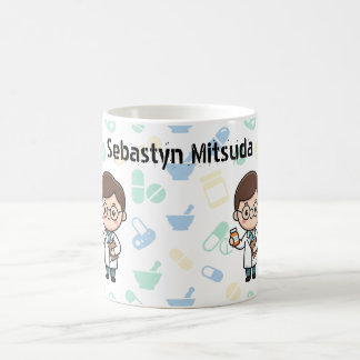 Aangepaste mok met leuke cartoon-apotheker | Op ma