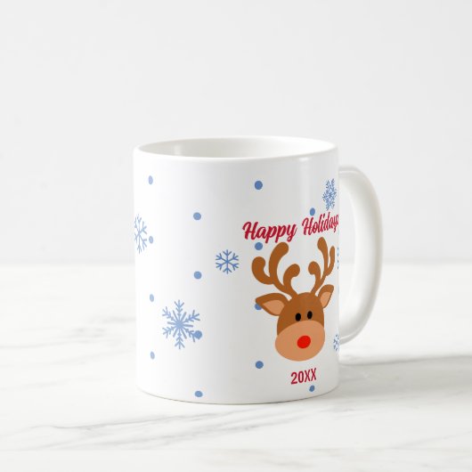 Aangepaste Mok rendiersnowflake (Voorkant rechts)