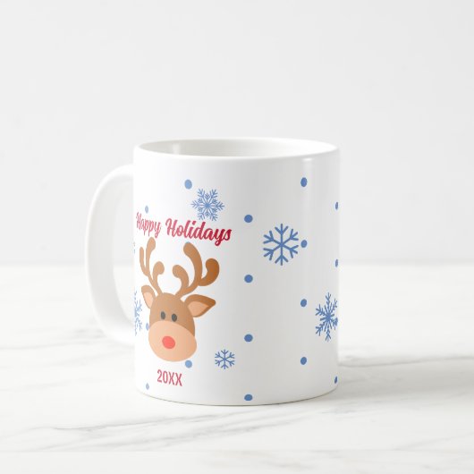 Aangepaste Mok rendiersnowflake (Voorkant links)