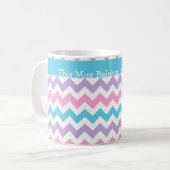 Aangepaste Mok, Turquoise, Roze, Mauve Chevrons Koffiemok (Voorkant links)