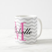 Aangepaste mok van het grijze monogram (Voorkant rechts)