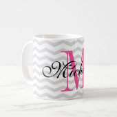 Aangepaste mok van het grijze monogram (Voorkant links)