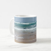 Aangepaste Mok van het Koffiestrand van Waves (Voorkant links)