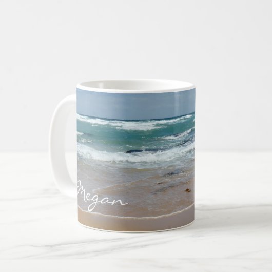 Aangepaste Mok van het Koffiestrand van Waves (Voorkant links)