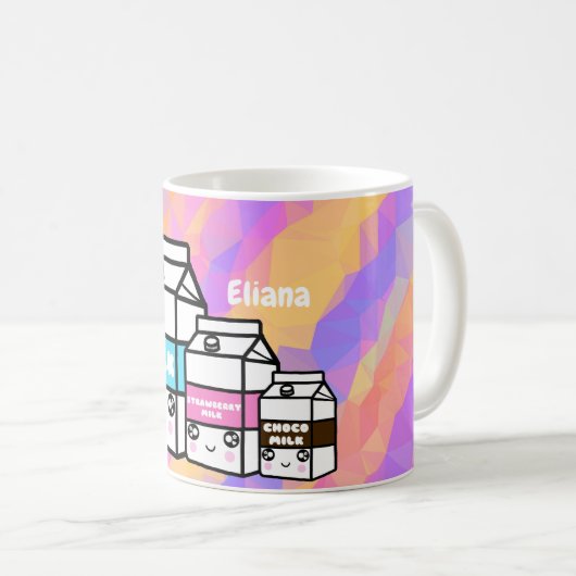 Aangepaste Mok van Kawaii Milk Trio Drawing Mosaic (Voorkant rechts)