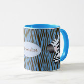 Aangepaste Mok voor blauwe Zebras en dierlijke afd (Voorkant rechts)