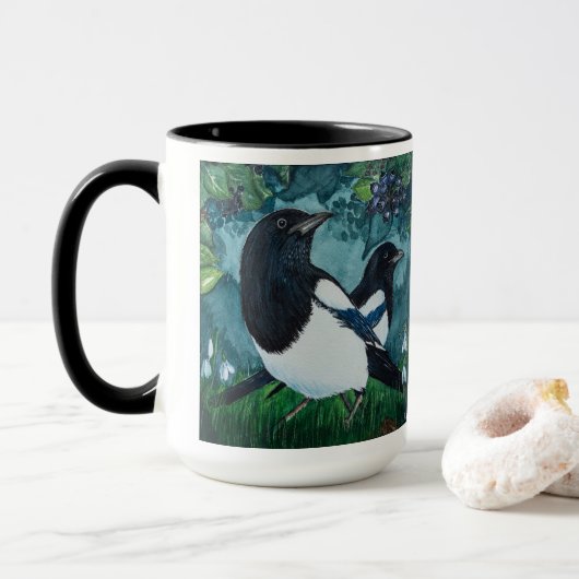 Aangepaste Mok voor Magpie Coffee (Met donut)