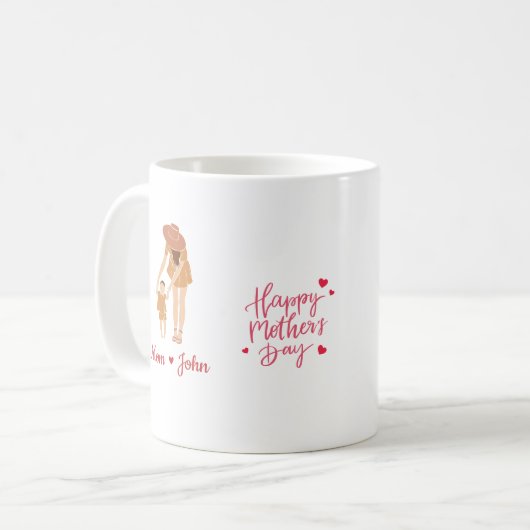 "Aangepaste Mok voor mam en zoon met persoonlijke  (Voorkant links)