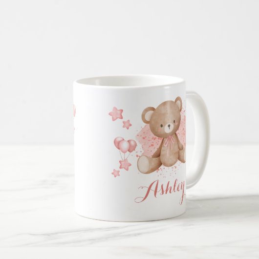 Aangepaste Mok voor roze Teddy Bear Coffee (Voorkant rechts)