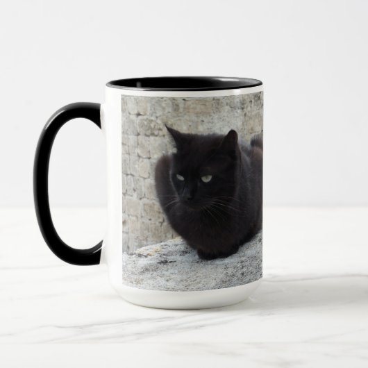 Aangepaste mok voor zwarte kat - kies stijl en kle (Links)