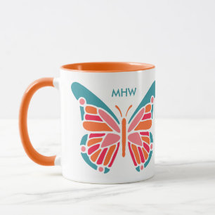 Aangepaste mokken voor Butterfly-monogram met styl