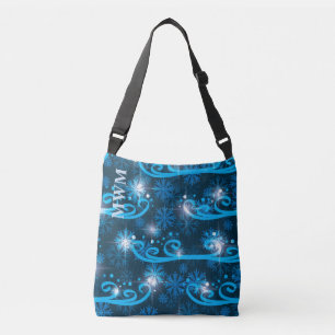 Aangepaste Monagram Winter Wind Blauw Crossbody Tas