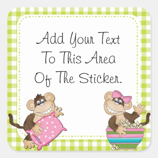 Aangepaste Monkey Slumber Party Stickers (Voorkant)